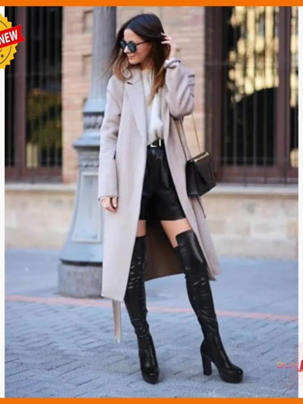 Women's Over the Knee Boots Chunky Heel Side Zipper Faux Suede